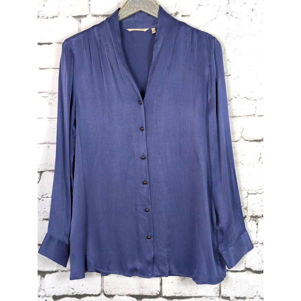 SOFT SURROUNDINGS Roxanna Crinkle-Texture Button-Front Shirt Large